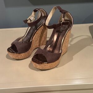 Jimmy Choo Elegant Brown Wedge Sandals